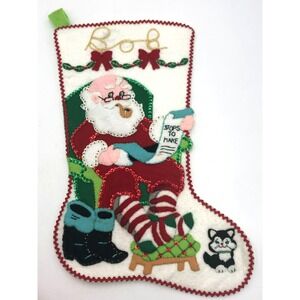 Handmade Bucilla Felt Christmas Stocking – “Santa’s List” Design